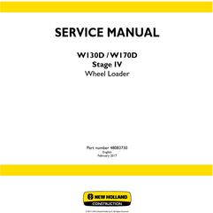 New Holland W130D, W170D Stage IV Wheel loaders Service Manual