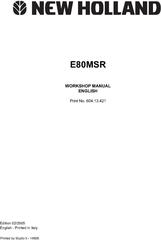 New Holland E80MSR Mini Excavator Service Manual