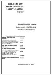 TM10294 - John Deere 450J, 550J, 650J Crawler Dozer (S.N.141667-159986) Service Repair Workshop Manual