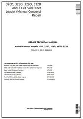 TM11431 - John Deere 326D, 328D, 329D, 332D, 333D Skid Steer Loader w.Manual Controls Repair Manual