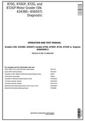 TM12143 - John Deere 870G, 870GP, 872G, 872GP (SN.634380-656507) Motor Grader Diagnostic Service Manual