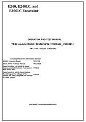 TM12732 - John Deere E240, E240LC, E260LC (T3/S3A) Excavator Diagnostic, Operation and Test Manual