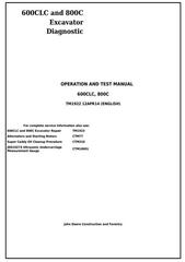 TM1922 - John Deere 600CLC and 800C Excavator Diagnostic, Operation and Test Service Manual