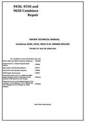 TM1801 - John Deere 9450, 9550 and 9650 Combines (SN. before 695100) Service Repair Technical Manual