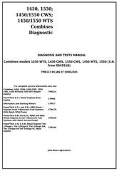TM8113 - John Deere 1450, 1550 (, CWS, WTS) Combines (054551B- ) Diagnostic and Tests Service Manual